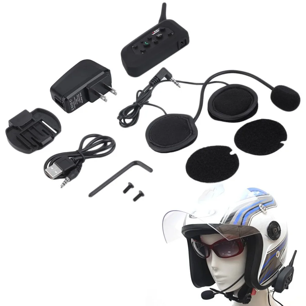 

New Professional V6 Motorcycle Helmet Intercom EU/US Plug 6 Riders 1200M Bluetooth Intercom Headset Walkie Talkie BT Interphone