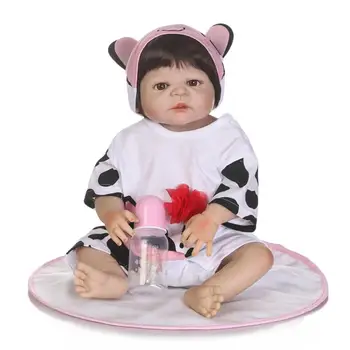 

NPK fashion 22" girl boy doll reborn full body silicone vinyl can enter water bath doll toys bebe gift reborn realista