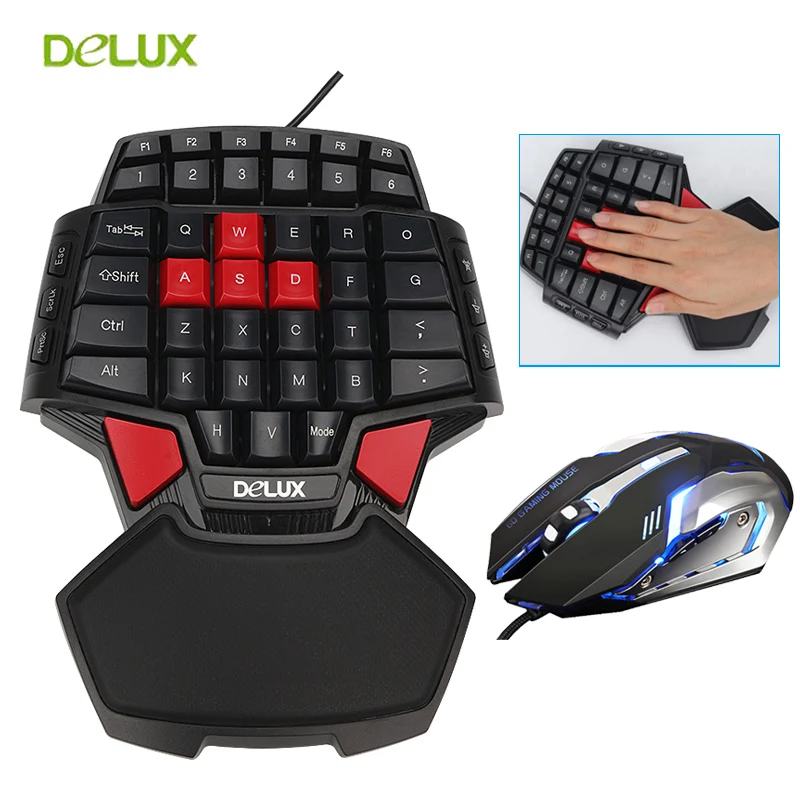 Delux Gamer Gaming T9 комбинированный набор клавиатура и мышь ПК профессиональная проводная клавиатура с 3200 dpi USB светодиодный игровая мышь