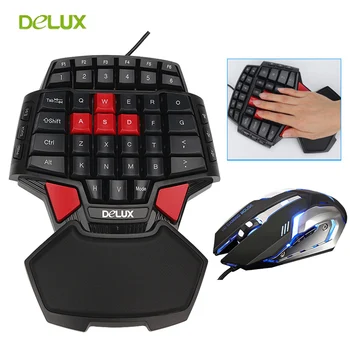 

Delux Gamer Gaming T9 Keyboard and Mouse Combo Set PC Professional Single Hand Wired Keyboard with 3200 DPI USB LED Game Mouse