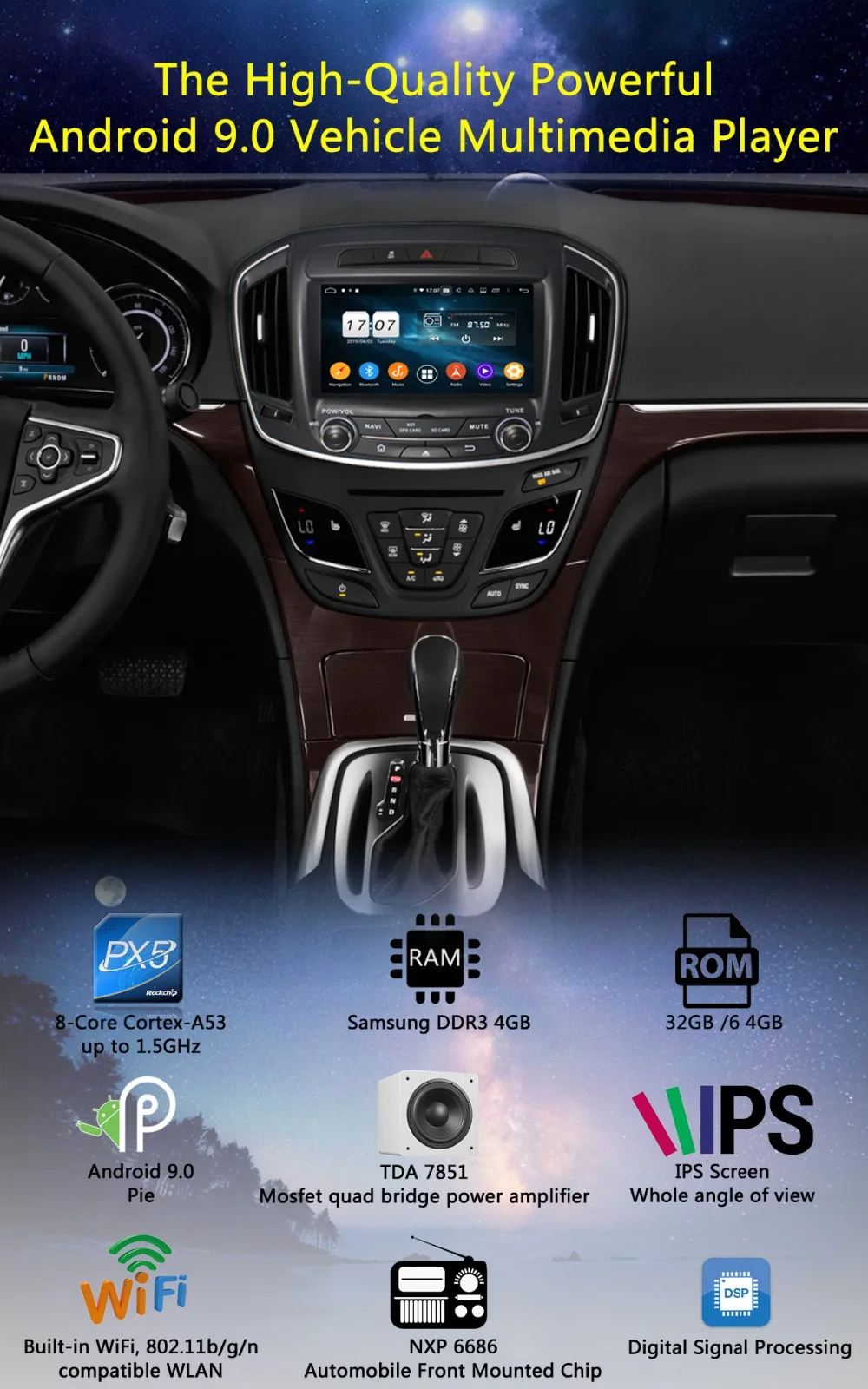 " ips 1920*1080 8 ядерный 4G+ 64G Android 9,0 автомобильный dvd-плеер для Buick Regal Vauxhall Insignia/Opel Insignia CarPlay