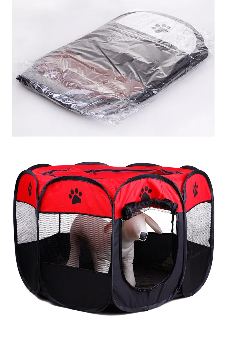 Portable Folding Pet Tent Breathable Dog Cat House Cage Playpen Puppy Kennel Easy Operation Octagonal Fence Outdoor Supplies (7)