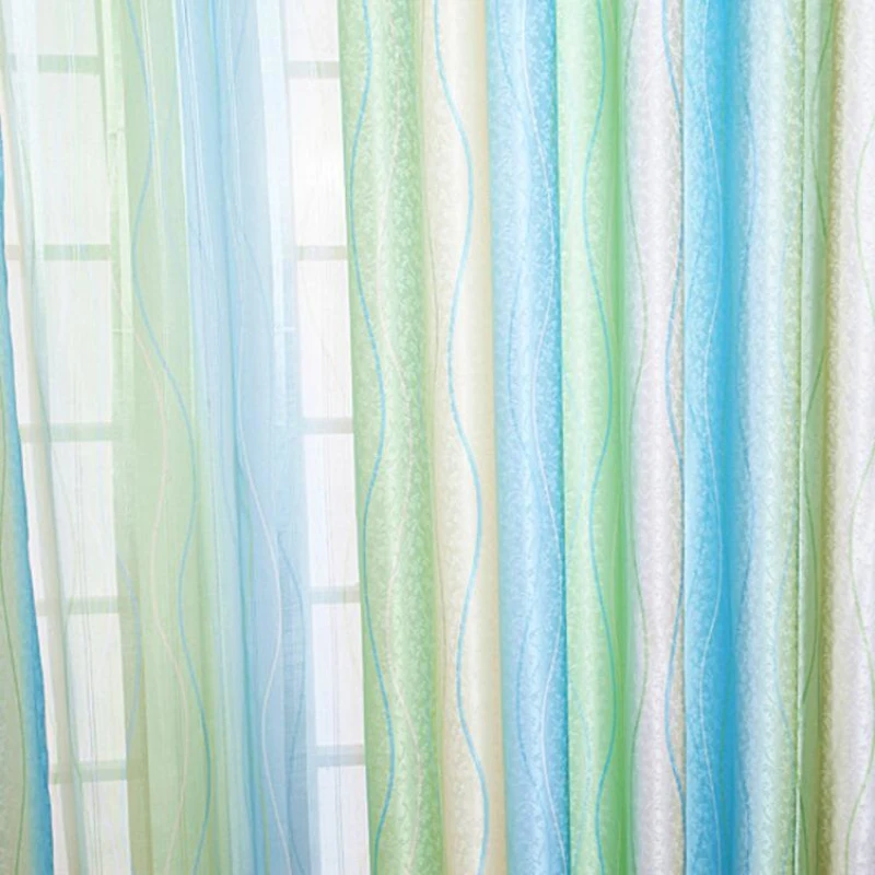 Зеленые занавески, жаккард, Современная гостиная, тюль, занавески для детской спальни, полосатые занавески, занавески, отвесные ткани, Cortinas T& 149#30