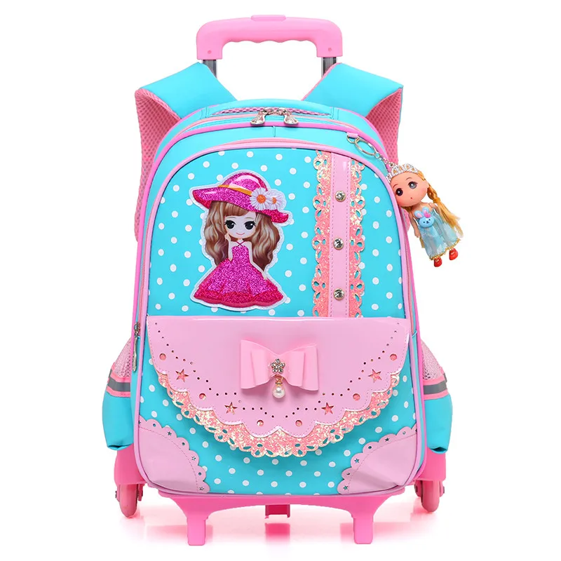 Children Cartoon Trolley School Bag Backpack Wheeled School Bag For Grils Kids 2/6 Wheels Schoolbag Student Backpacks Bags Children Cartoon Trolley School Bag Backpack Wheeled School Bag For Grils Kids 2/6 Wheels Schoolbag Student Backpacks Bags