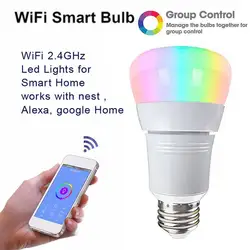 Smart лампочки приложение Remote Управление 11 Вт светодио дный Smart светодиодная лампа WiFi Цвет Изменение лампа для Amazon/Alexa/Google дома E27 B22