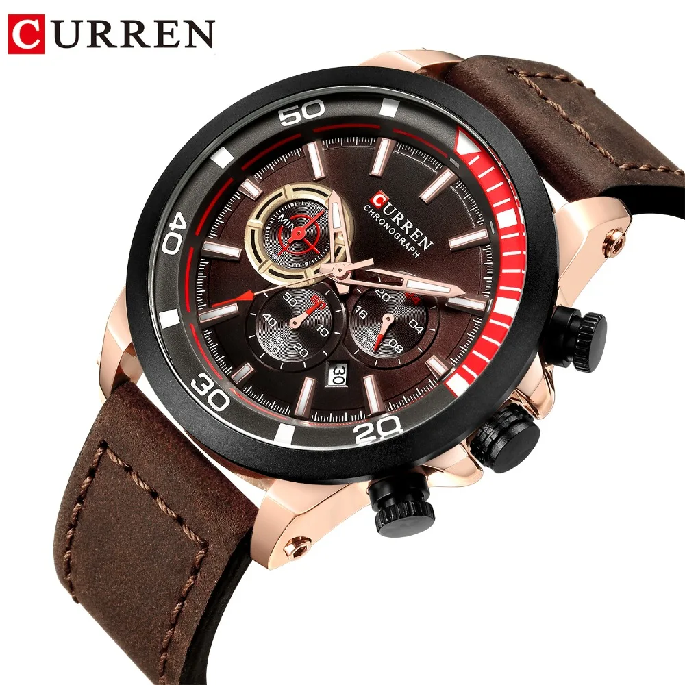 

CURREN Top Luxury Brand Men's Fashion Quartz Watch Men Casual Leather Military Waterproof Sport Wristwatch Relogio Masculino
