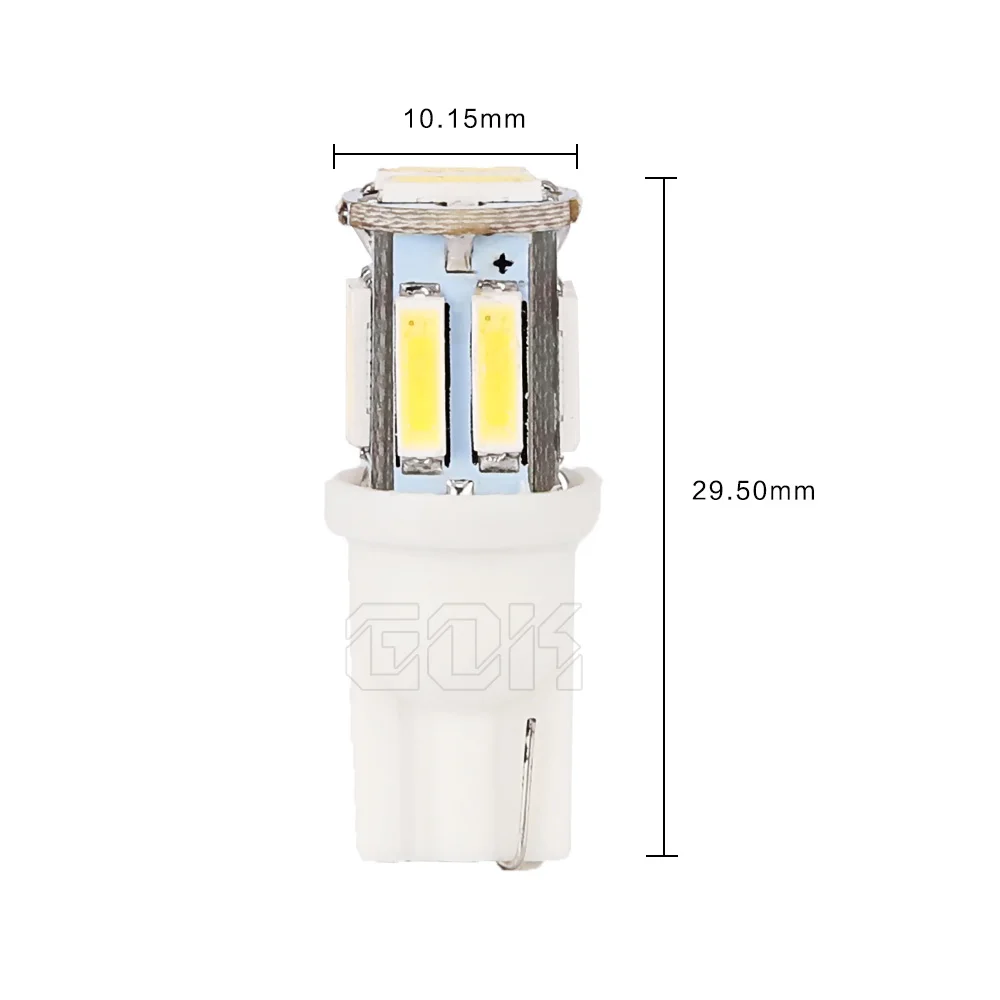 500 шт. t10 светодиодный Белый свет T10 10 SMD 168 194 W5W светодиодный 194 168 t10 10SMD 7020 светодиодный клин лампа DC12V для автомобиля света