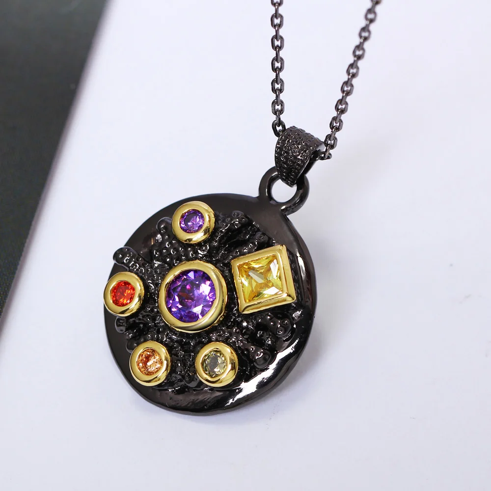 Cena DreamCarnival 1989 Gothic okrągły naszyjnik kobiety Party biżuteria kolorowe Bling nieskończoność cyrkonu kamień długi łańcuch WP6505