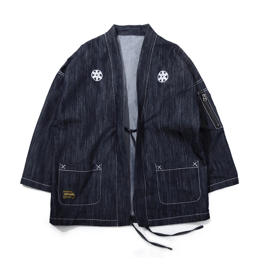 Kimono Cardignan Jacket Men Japanese Streetwear Vintage Mens Denim