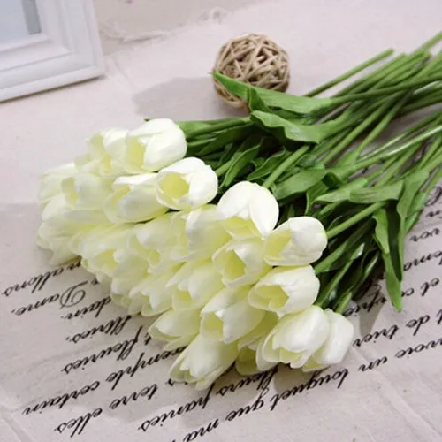 10 шт./лот, белый тюльпан, искусственный цветок, настоящие на ощупь, цветы для украшения дома, Свадебный искусственный букет из ПУ, декоративные цветы