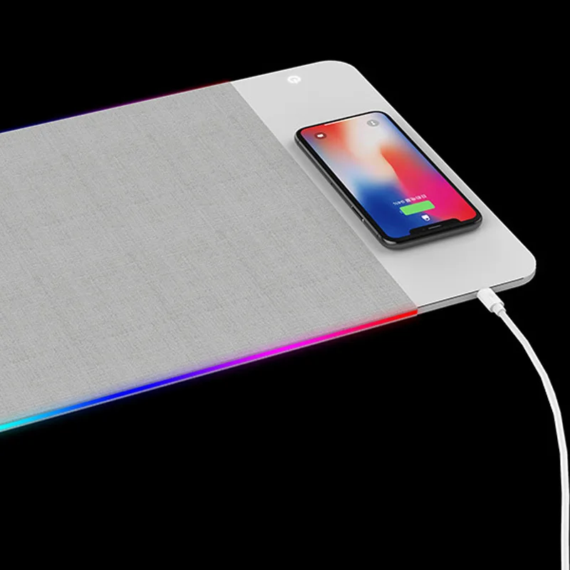 

Newly 2 in 1 Mouse Pad Wireless Charger Luminous Mousepad Fast Charging Pad for Office Gamer DC128