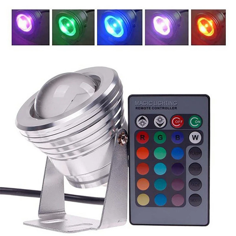 10W RGB Colorful LED Underwater Light Pool Fountain Remote Control Lamp Bulb 