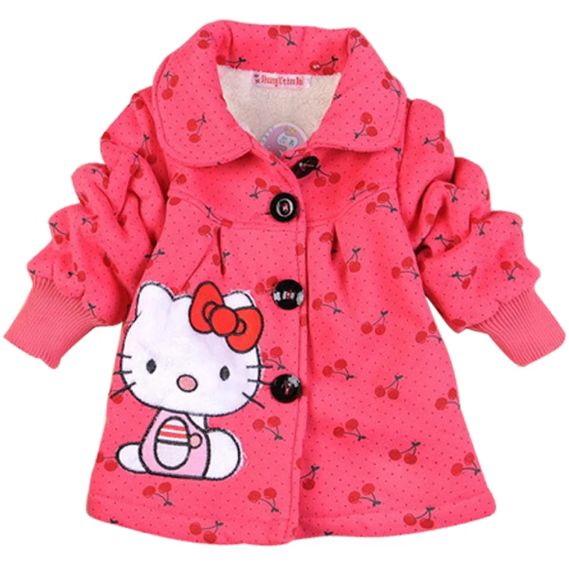

Children's cartoon outerwear girls Hello Kitty winter warm coat outfit children thicken cotton-padded jackets overall Outerwear