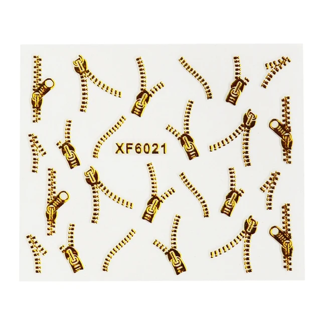 1sheets Gold Zipper 3d Designs Nail Art Stickers Decals Manicure 1sheets Gold Zipper 3d Designs Nail Art Stickers Decals Manicure
