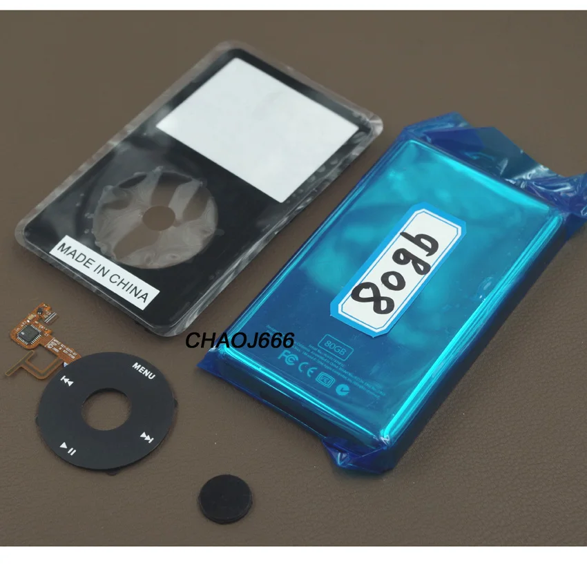 

Full Set Black Plastic Front Faceplate Metal Back Housing Case Cover Black Clickwheel Central Button for iPod 5th Video 80GB