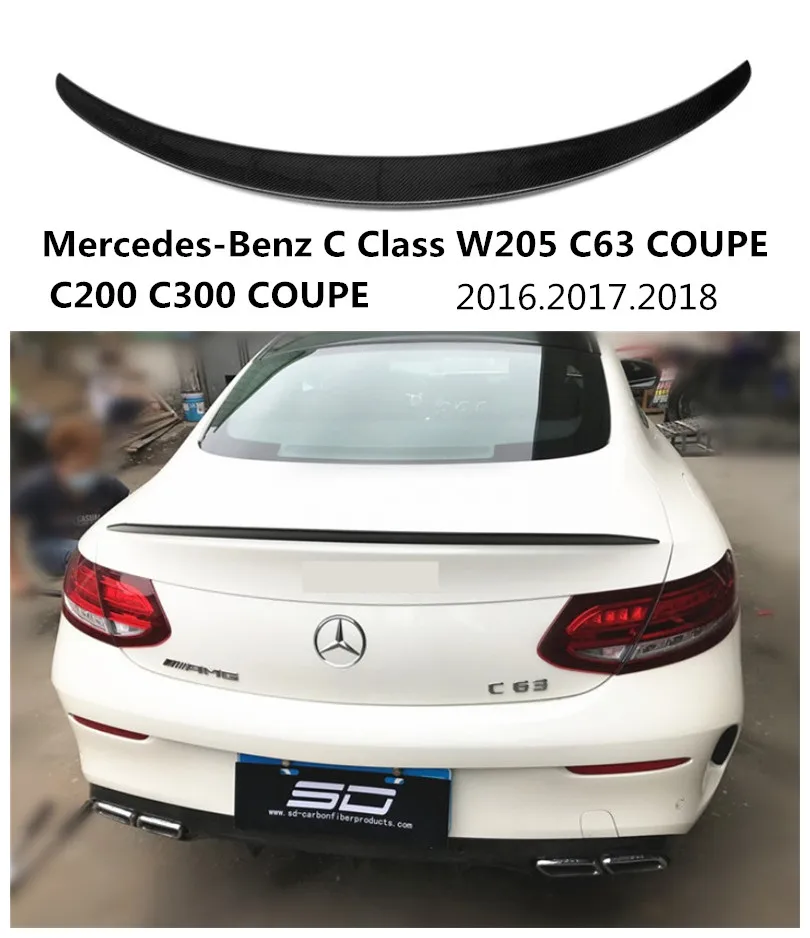 Car Carbon Fiber Spoiler For Mercedes Benz C Class W205 C63 COUPE C200