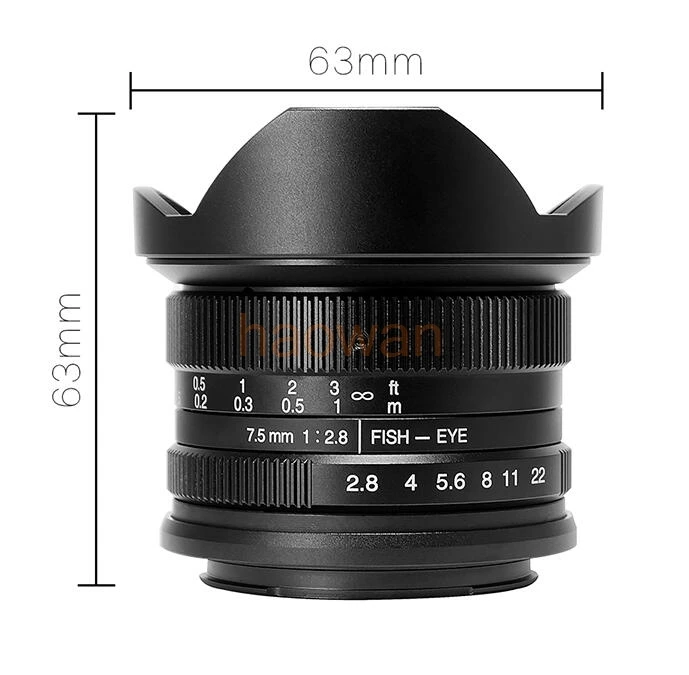 7.5mm F/2.8 MF Movie Wide Angle Fisheye Lens for Sony a7 A7R A6300 fx xt20 xt2 xe1 m43 gh4 em1 em5 em10 gm1 eosm5 camera | Электроника