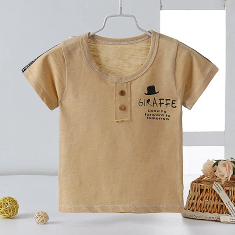 

2019 summer bamboo cotton short sleeved new boys' and girls' t-shirts cartoon short sleeved children's t-shirts F0415wy03