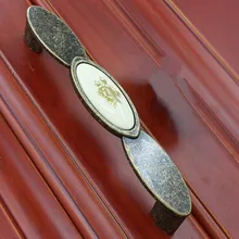 128mm bronze kitchen cabinet wardrobe door handle ceramic dresser cupboard pull knob 5″ antique brass vintage furniture handles