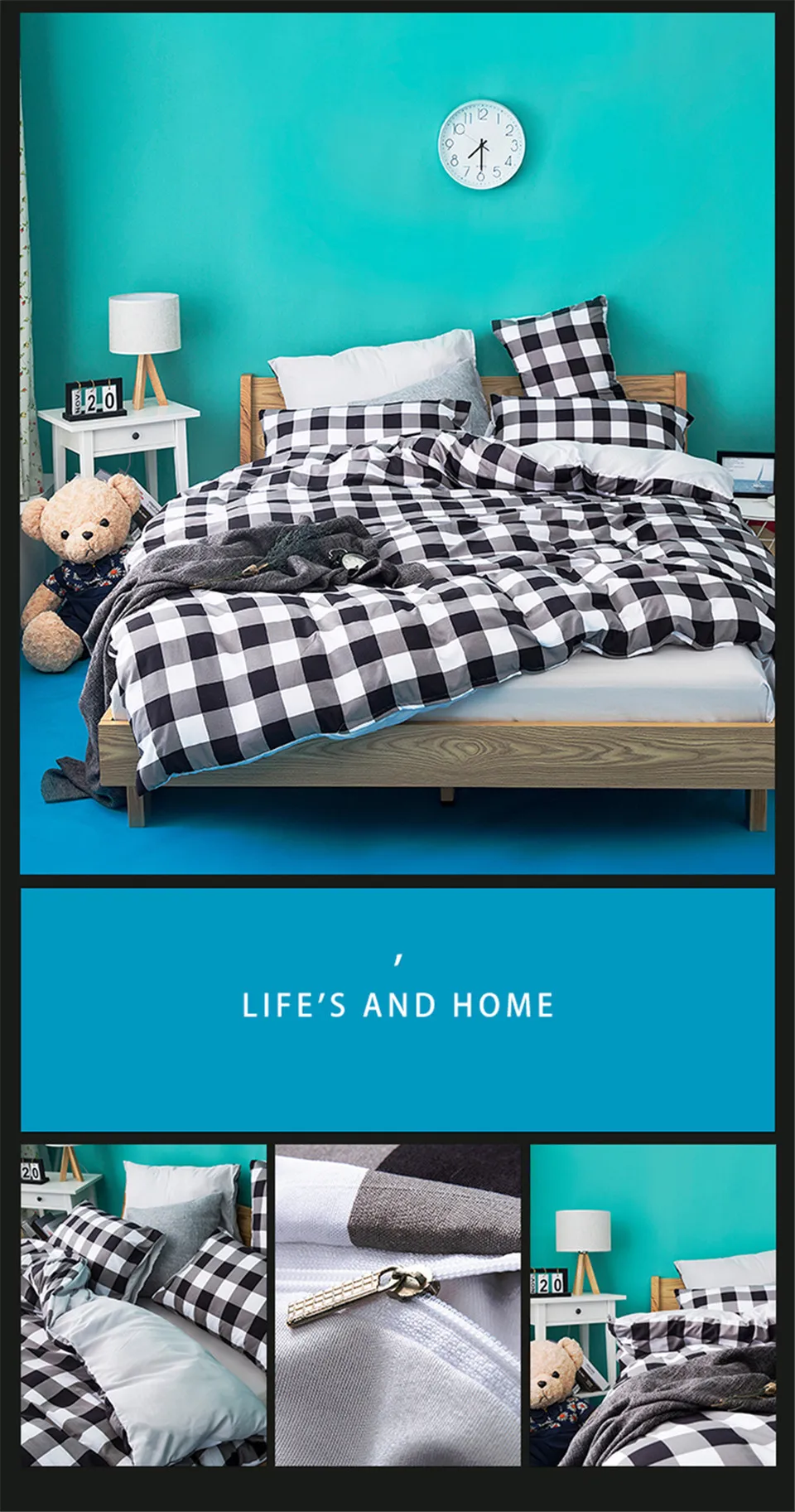 Комплект постельных принадлежностей, постельное белье с рисунком «гусиная лапка», геометрический плоский лист, двойное одеяло, не одеяло, домашний текстиль, пододеяльник для взрослых