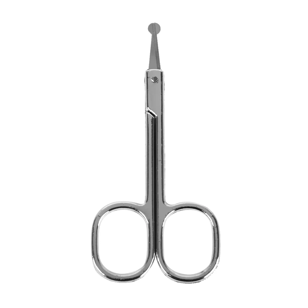 Mini Carbon Steel Sharp Durable Round Tip Design Nose Mustache Hair Removal Scissor Trimmer 8.5cm