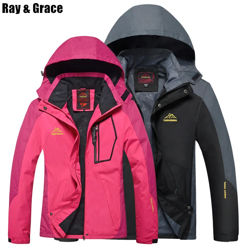 

RAY GRACE Men Women Hiking Jacket Spring Autumn Waterproof Windproof Mountain Climbing Trekking Camping Outdoor Sport Outerwear