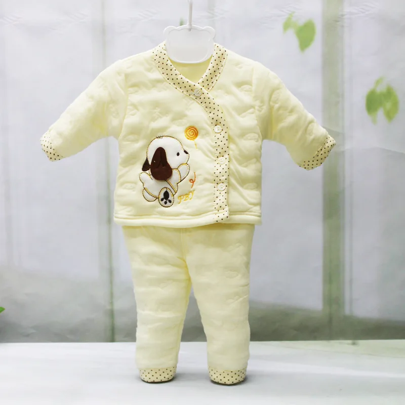 Комплекты для малышей г. Новые осенне-зимние хлопковые комплекты с длинными рукавами одежда для маленьких мальчиков Одежда для маленьких девочек нижнее белье для новорожденных, костюм - Цвет: Yellow