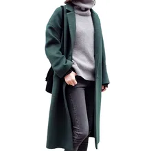 Осенне-зимнее пальто женское теплое шерстяное пальто длинное повседневное свободное кашемировое пальто Европейская мода шерстяная куртка Верхняя одежда AA32