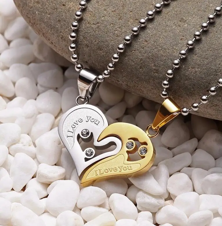 Съемная половина подвеска «любящее сердце» ожерелье s для женщин мужчин любовники Пара Ожерелье дружеский подарок Z5P122 - Окраска металла: 03
