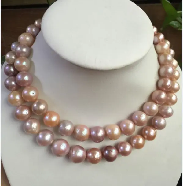 

single strands 12-15mm south sea round multicolor pearl necklace 14KGP