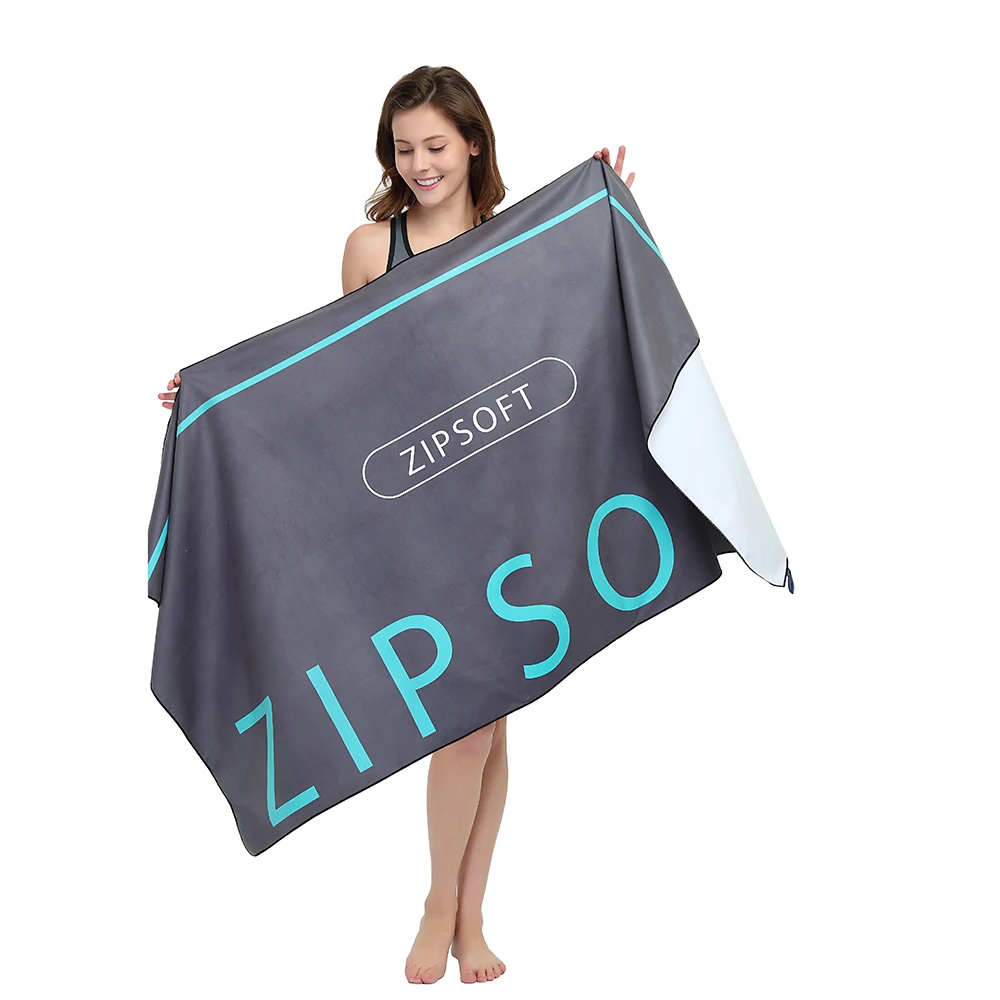Пляжное полотенце для путешествий из микрофибры Zipsoft быстро сохнет на открытом