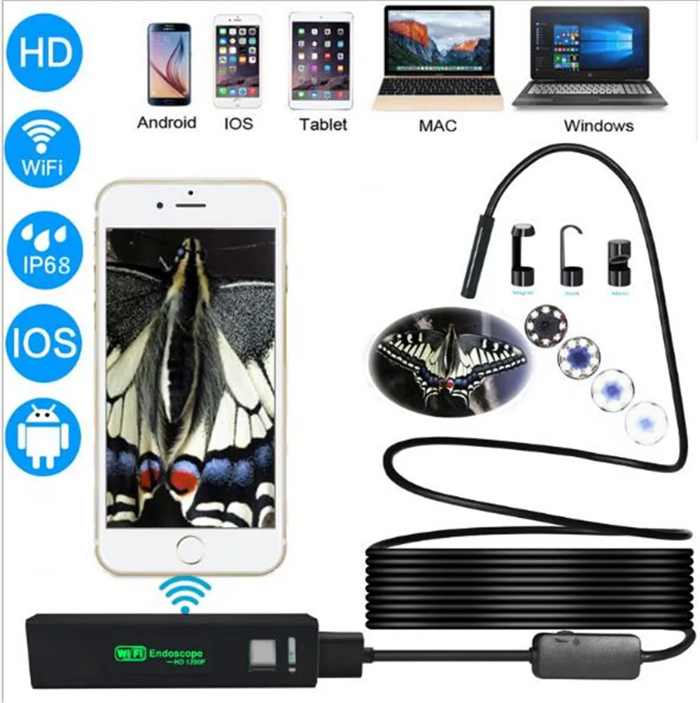 2MP 8 мм 1600x1200p HD WIFI эндоскопическая камера для Andorid и ISO Mobile | Безопасность защита
