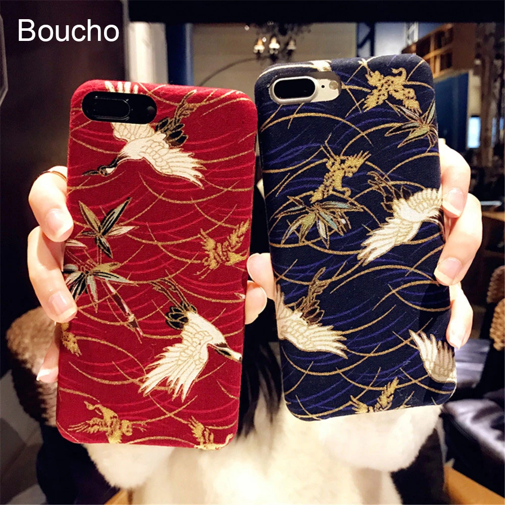 Boucho винтажные чехлы для телефонов iPhone XS MAX XR 6 6S Plus Роскошная ткань бархатная