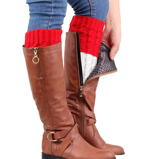 6 color plus size knitted women leg warmers socks boot cover new plus size leg warmers