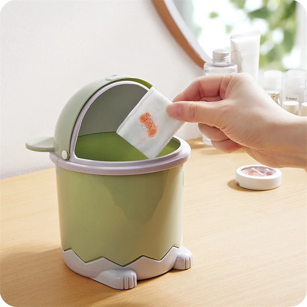 

Desktop Waste Bins Trumpet Desktops Mini Creative Covered Kitchen Living Room Trash Can Rolling Cover Type Desktop Dustbin