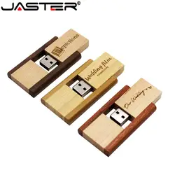 JASTER оптовая продажа (10 шт бесплатный логотип) деревянные вращающиеся USB деревянные USB флешки 4 ГБ 16 ГБ 32 ГБ 64 ГБ 128 Гб карта памяти