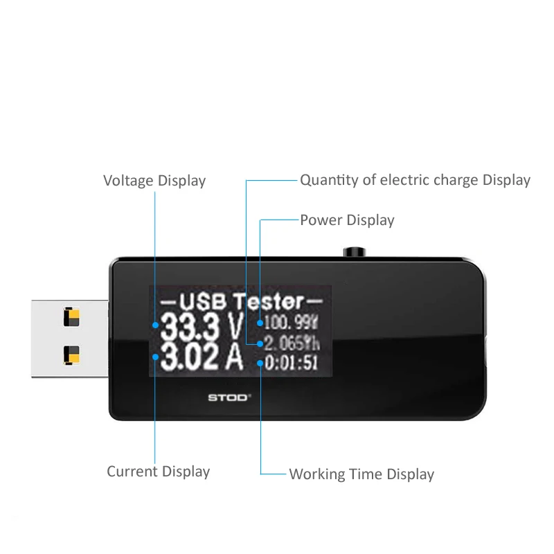 STOD USB тестер зарядное устройство метр DC 4 в до 30 в 0.1A до 5A цифровой вольтметр Амперметр поддержка QC 2,0 3,0 для кабеля power Bank адаптер