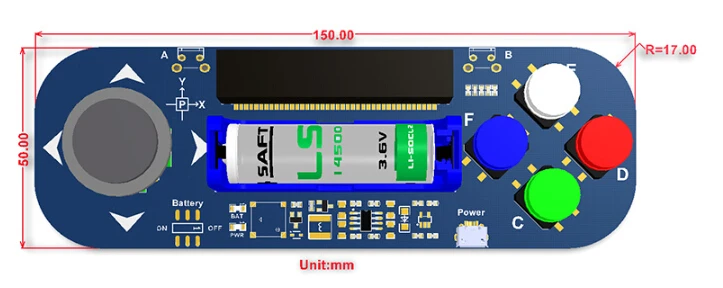 Модуль расширения Waveshare Gamepad для micro: bit джойстика и кнопок воспроизводит музыку, работающую от аккумулятора, также заряжает аккумулятор