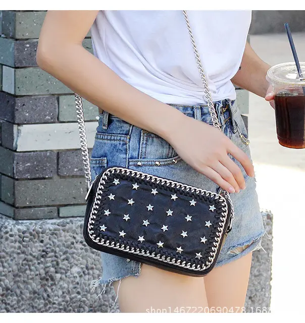 Chic Vintage Rivet Leather Handbags Small Stars Chain Women Shoulder Chic Vintage Rivet Leather Handbags Small Stars Chain Women Shoulder Messenger Bags Famous Brands For 2018