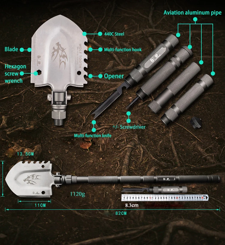 Наружная тактическая Складная лопата для походов аварийный мультиинструмент, лопата для снега