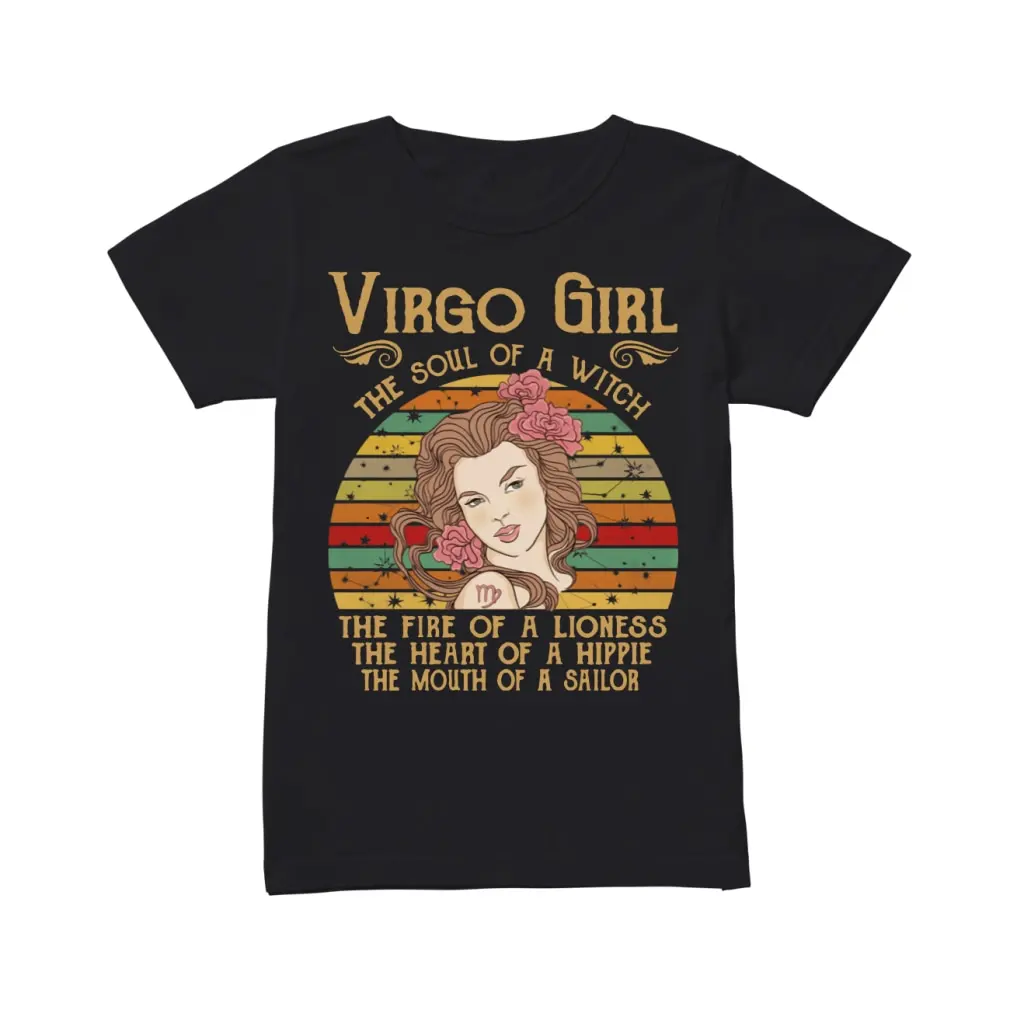 

GILDAN Brand Virgo Girl The Soul Of A Witch Zodiac Pride Sunset Shirt Summer Men's Short Sleeve T-Shirt