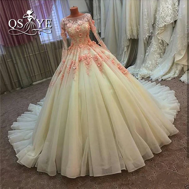 Vintage Ball Gown Wedding Dresses 2017 Real Photo 3D Floral Handmade