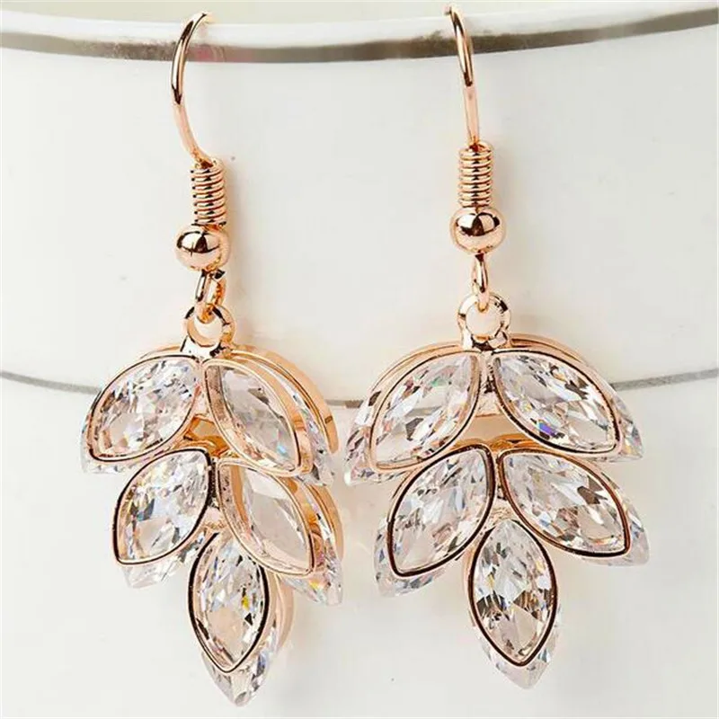

Handmade Vintage Bohemian Drop Earrings For Women Crystal Leave Stone Party Jewelry With Cubic Zirconia