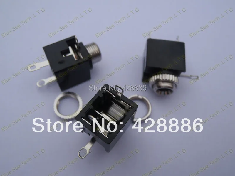 40X 3 5mm Headphones earphones Stereo Jack Socket Switch With nut PCB Panel Mount Chassis Free Shipping