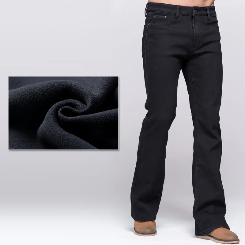 GRG Mens Winter Boot Cut Jeans Thicken Warm Stretch Denim Black Jeans Slim Slightly Flare Pants Polar Fleece Jeans GRG Mens Winter Boot Cut Jeans Thicken Warm Stretch Denim Black Jeans Slim Slightly Flare Pants Polar Fleece Jeans