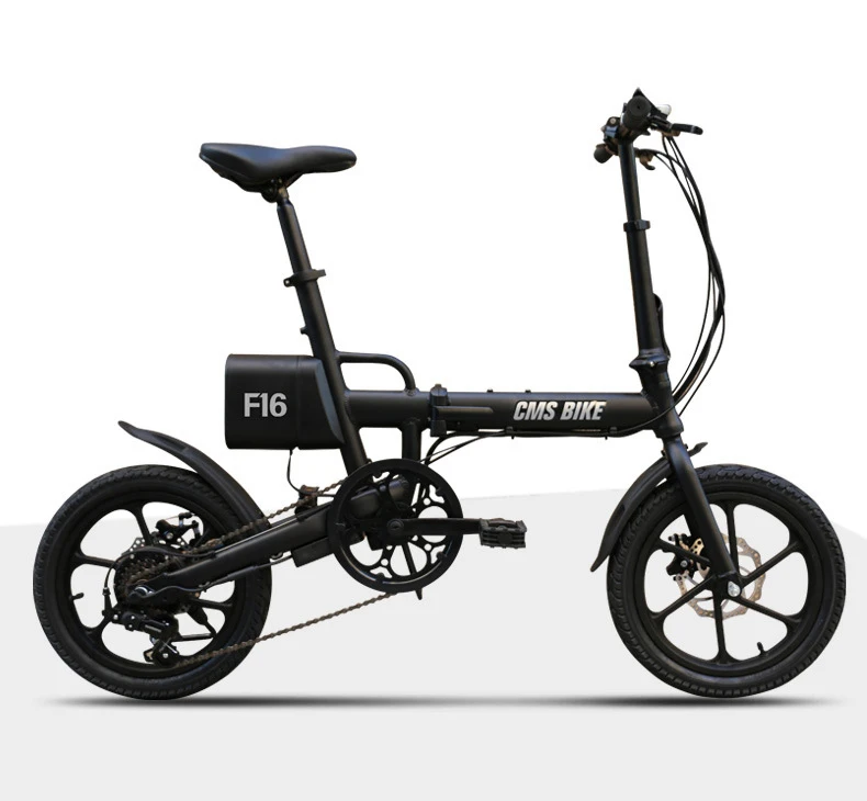 Складная литиевая батарея электрического велосипеда город ebike 16 дюймов 36V250W Мотор велосипед - Цвет: Черный