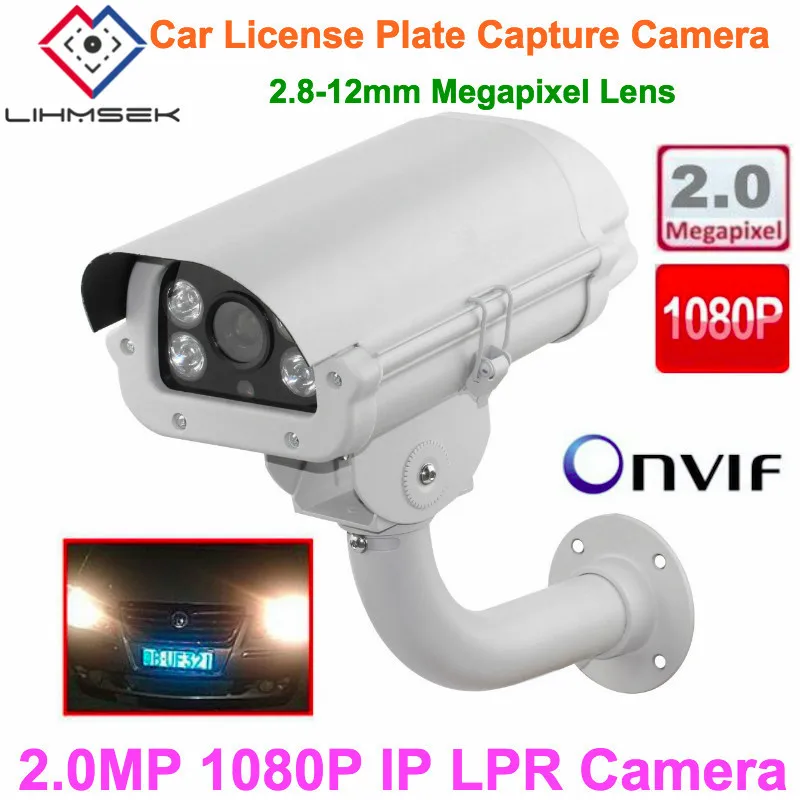 

Lihmsek ONVIF 2MP 2.8-12mm Lens Vehicles License Plate Recognition LPR IP Camera With 4Pcs IR White Light LEDs,Waterproof IP66