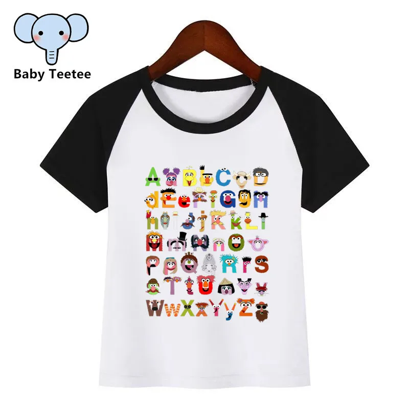 Boys Girls Sesame Street/Mario/Pokemon/Star Wars Alphabet Cartoon T-shirt Children Funny Tshirt Kids Summer Tops Baby Clothes