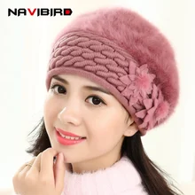 Зима Анти-холодные шапочки Шапки для Для женщин теплый мех кролика вязаная шапка Skullies капот уха-защищать снаружи Кепки casquette Femme