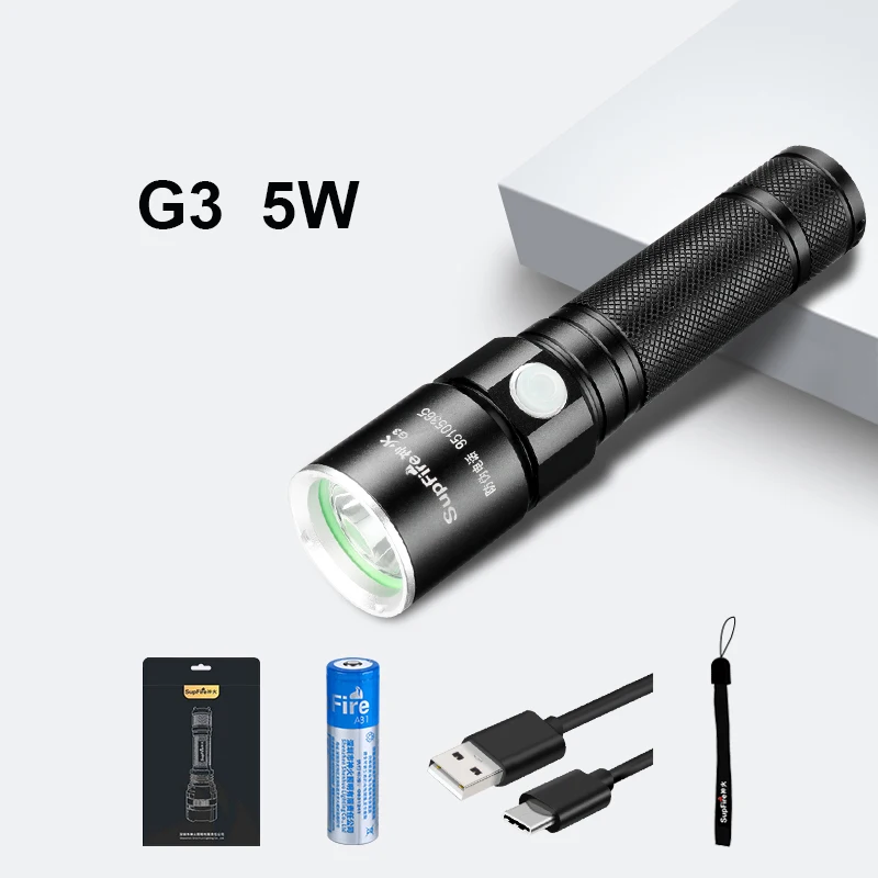 Мини фонарик светодиодный USB фонарь Supfire G3 Тактический велосипедный Linterna